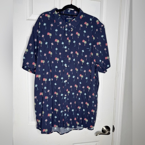 CHUBBIES Men’s Friday Neon Palm Trees Navy Blue Button Down Size XXL Vacation - Picture 1 of 6